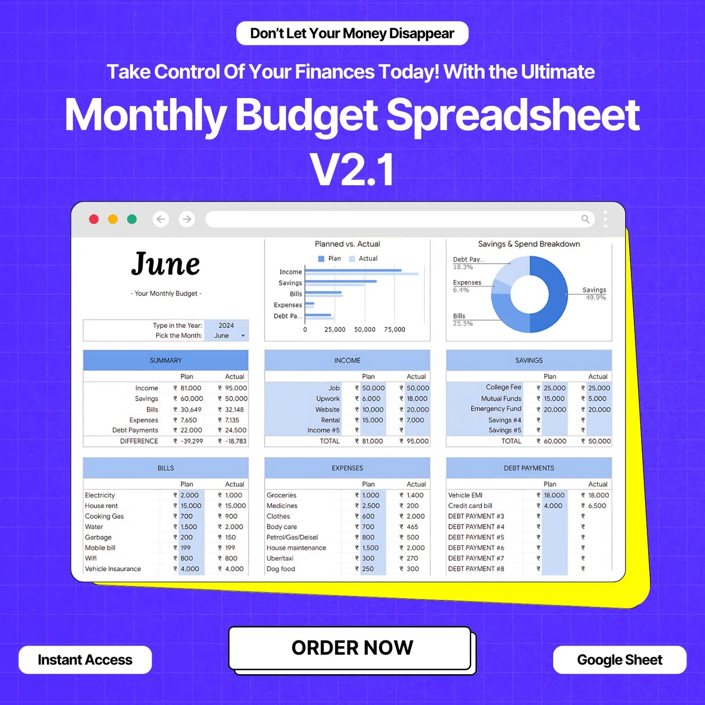 Monthly Budget Spreadsheet