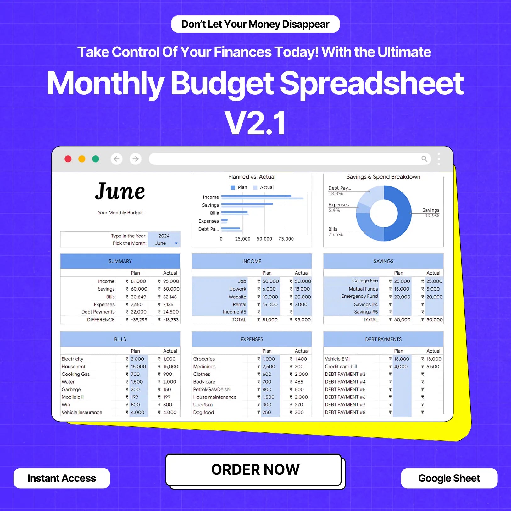 Monthly Budget Spreadsheet