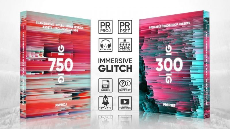 Glitch Transitions Presets Titles Logos Assets Sound FX Pack